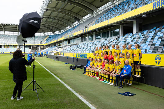 The Swedish women's national football team poses for a team