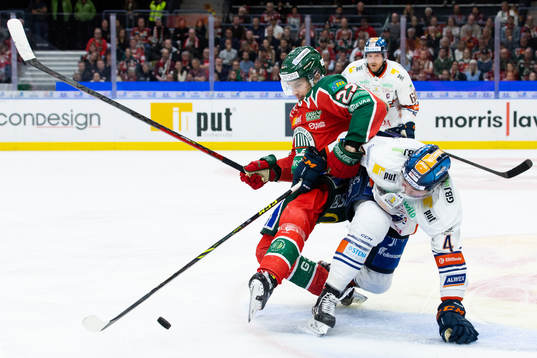 Frölundas Linus Nässen och Växjös Keegan Lowe