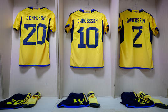 The jerseys of Hanna Bennison, Sofia Jakobsson and Jonna