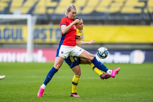 Ada Hegerberg of Norway and Julia Zigiotti Olme of Sweden