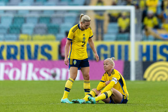 Caroline Seger of Sweden in pain