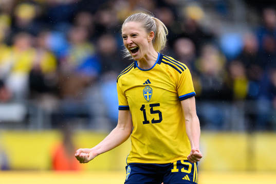 Rebecka Blomqvist of Sweden celebrates