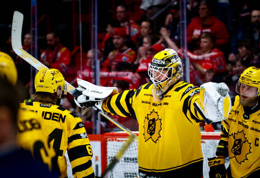 Skellefteås målvakt Linus Söderström jublar
