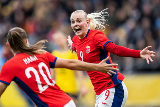 Karina Sævik of Norway celebrates