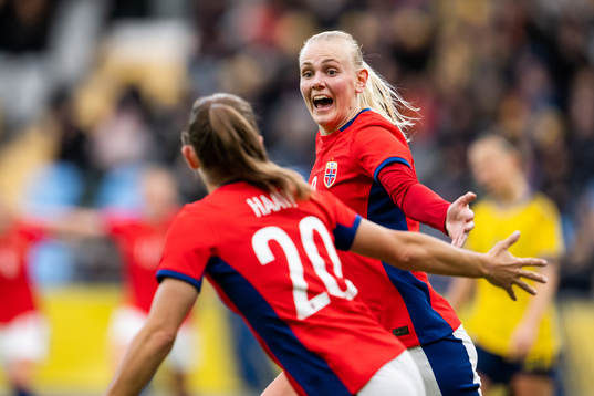 Karina Sævik of Norway celebrates