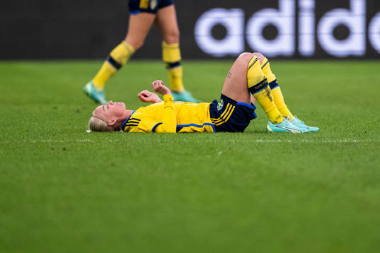 Caroline Seger of Sweden in pain