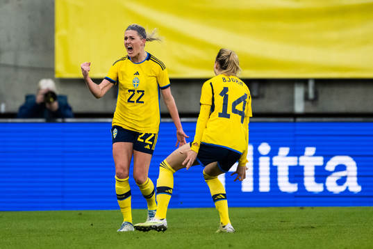 Olivia Schough of Sweden celebrates