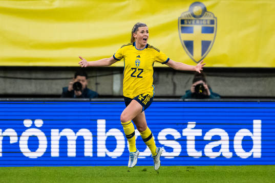 Olivia Schough of Sweden celebrates