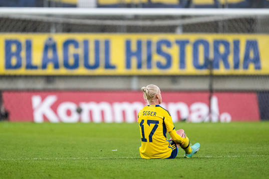 Caroline Seger of Sweden in pain