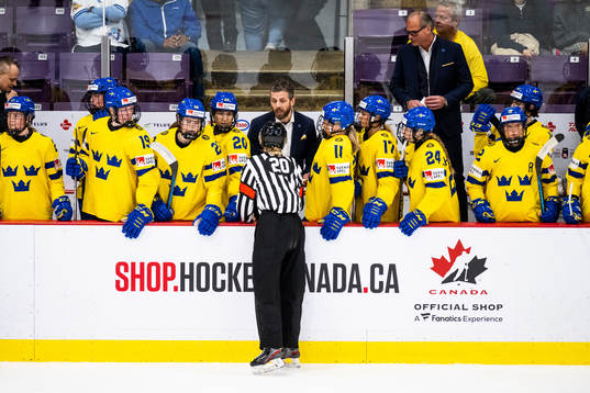 Head coach Ulf Lundberg of Sweden in a discussion with the