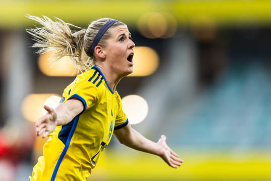 Olivia Schough of Sweden celebrates