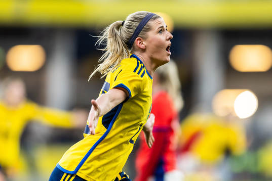Olivia Schough of Sweden celebrates
