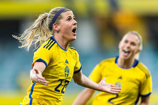 Olivia Schough of Sweden celebrates
