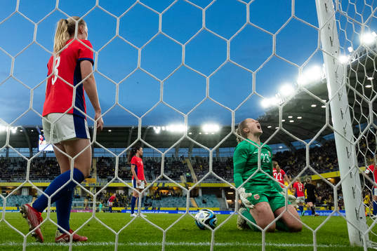 goalkeeper Aurora Mikalsen of Norway reacts
