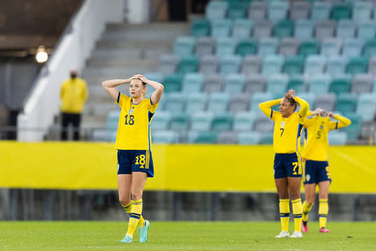 Fridolina Rolfö and Madelen Janogy look dejected