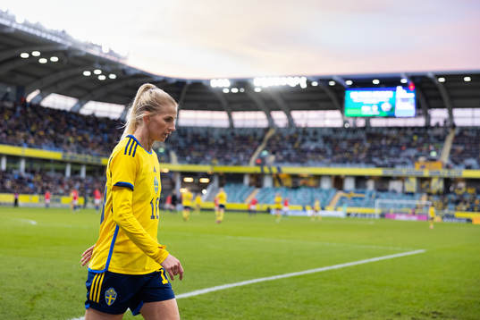 Sofia Jakobsson of Sweden leaves the pitch