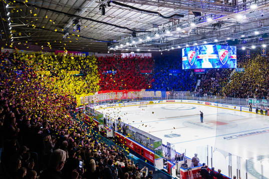 Djurgårdens supportrar med ett tifo