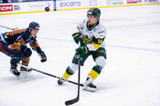 Djurgårdens Liam Öhgren och Björklövens Kim Johansson