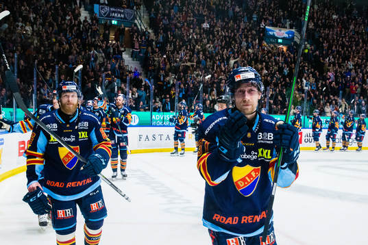 Djurgårdens Linus Klasen och John Norman jublar
