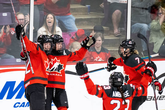 Blayre Turnbull of Canada celebrates scoring 1-0