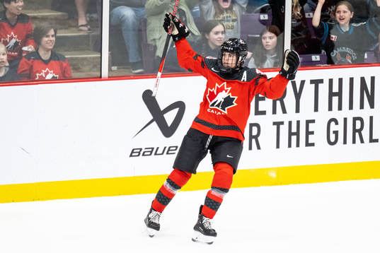 Blayre Turnbull of Canada celebrates scoring 1-0