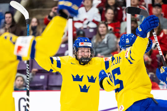 Hilda Svensson of Sweden celebrates Lina Ljungblom scoring