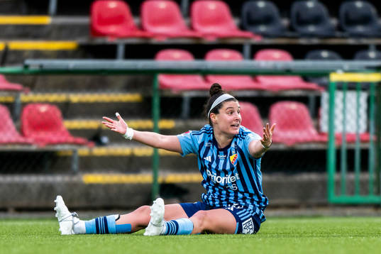 Djurgårdens Hayley Dowd reagerar