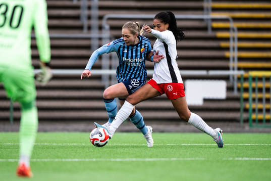 Djurgårdens Alice Bergström och FC Rosengårds Isabella