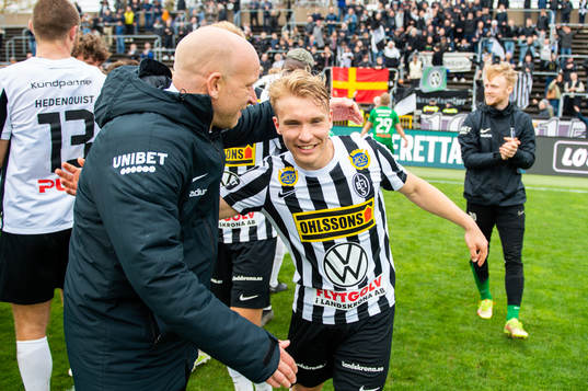 Landskronas Melker Jonsson och tränare Billy Magnusson