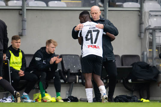 Landskronas Kofi Asare och tränare Billy Magnusson