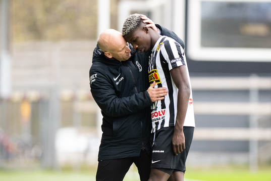 Landskronas Ousmane Diawara och tränare Billy Magnusson