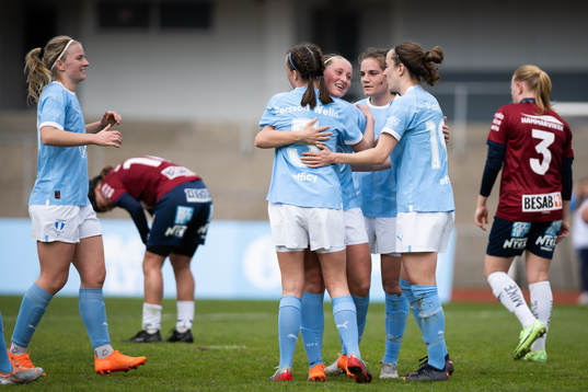 Malmö FFs Petronella Winblad, Erica Persson Welin, Sarah