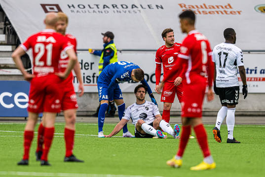 Sondre Solholm Johansen of Odd with an injury