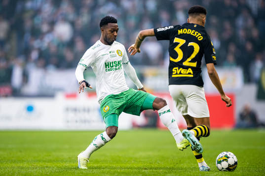 Hammarbys Shaquille Pinas och AIKs Rui Modesto