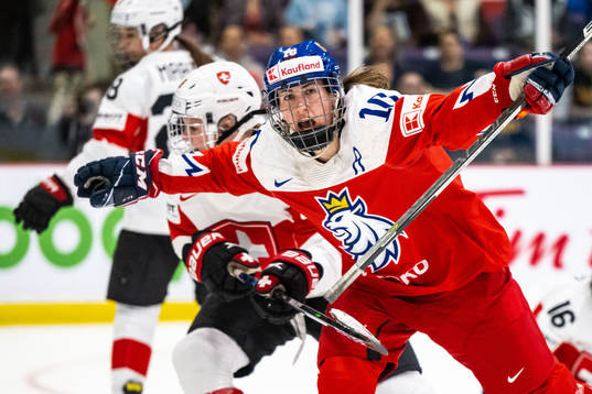 Denisa Krizova of Czech Republic celebrates scoring 1-1