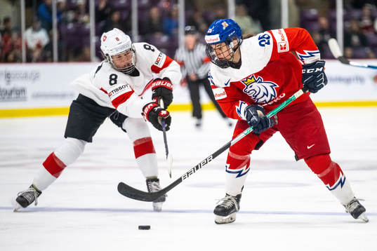 Kaleigh Quennec of Switzerlandand Kristyna Patkova of Czech