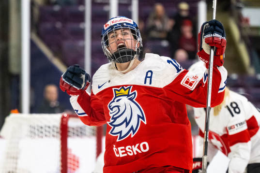 Denisa Krizova of Czech Republic celebrates scoring 1-1