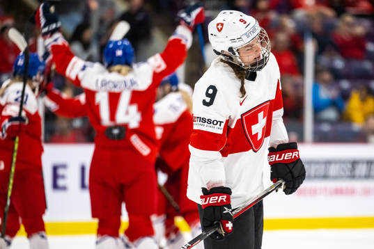 Shannon Sigrist of Switzerland looks dejected