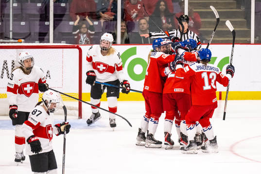 Denisa Krizova of Czech Republic celebrates scoring 3-2