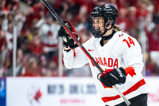 Renata Fast of Canada celebrates scoring 3-1