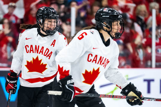 Jocelyne Larocque and Rebecca Johnston of Canada of Canada