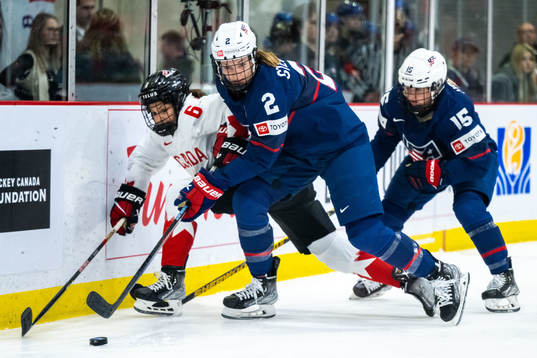 Rebecca Johnston of Canada and Lee Stecklein  and Savannah
