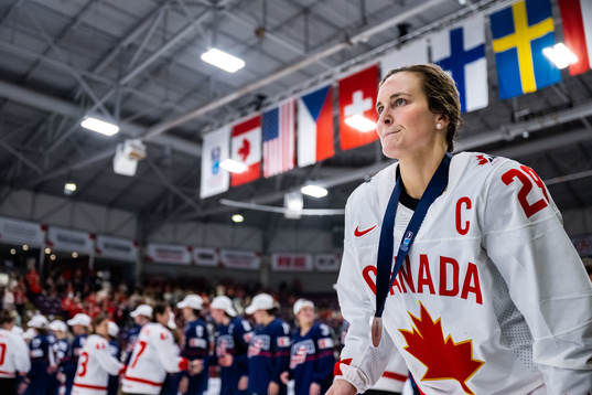 Marie-Philip Poulin of Canada looks dejected