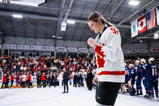 Danielle Serdachny of Canada looks dejected