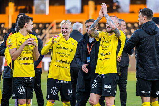 Mjällbys Colin Rösler , Otto Rosengren och Adam Ståhl