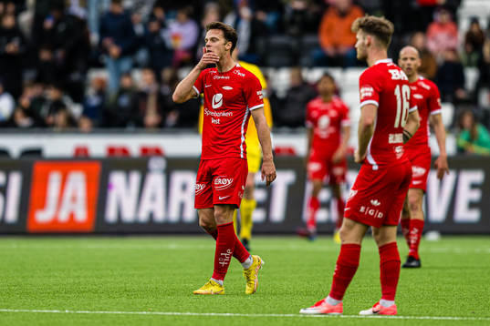 Felix Horn Myhre of Brann looks dejected