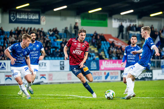 Örgrytes Noah Christoffersson mot Trelleborgs spelare
