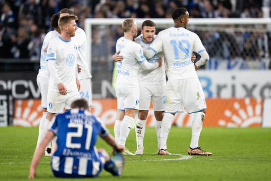 Malmö FFs Anders Christiansen, Gabriel Busanello och Oscar