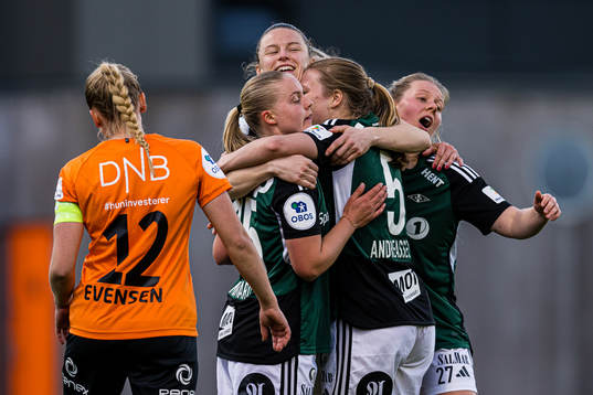 Synne Skinnes Hansen of Rosenborg celebrates