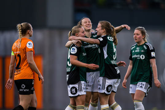 Synne Skinnes Hansen of Rosenborg celebrates